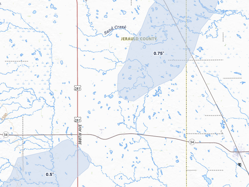 NEXRAD radar-signature map of the hail storm over Alpena, SD on Jun 3, 2026
