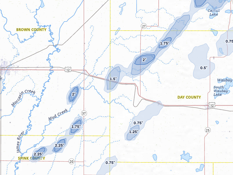 NEXRAD radar-signature map of the hail storm over Andover, SD on Jun 29, 2026