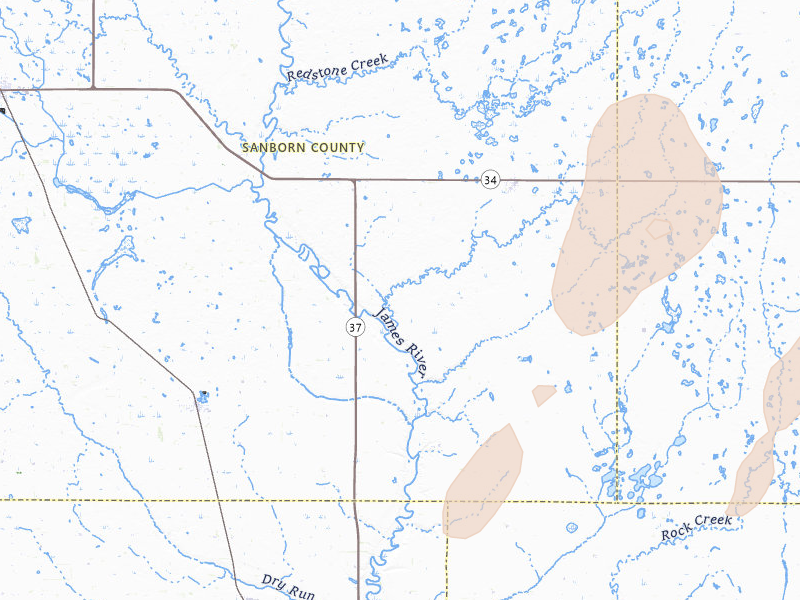 Radar-estimated hail-size map of the storm over Artesian, SD on Jun 9, 2026