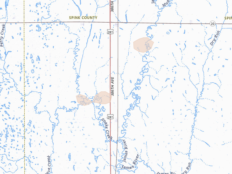 Radar-estimated hail-size map of the storm over Ashton, SD on Aug 24, 2026