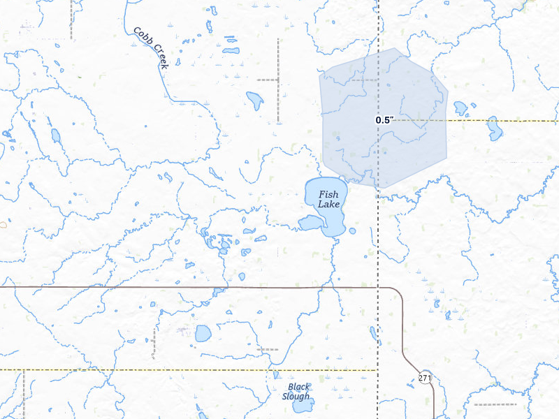 NEXRAD radar-signature map of the hail over Astoria, SD