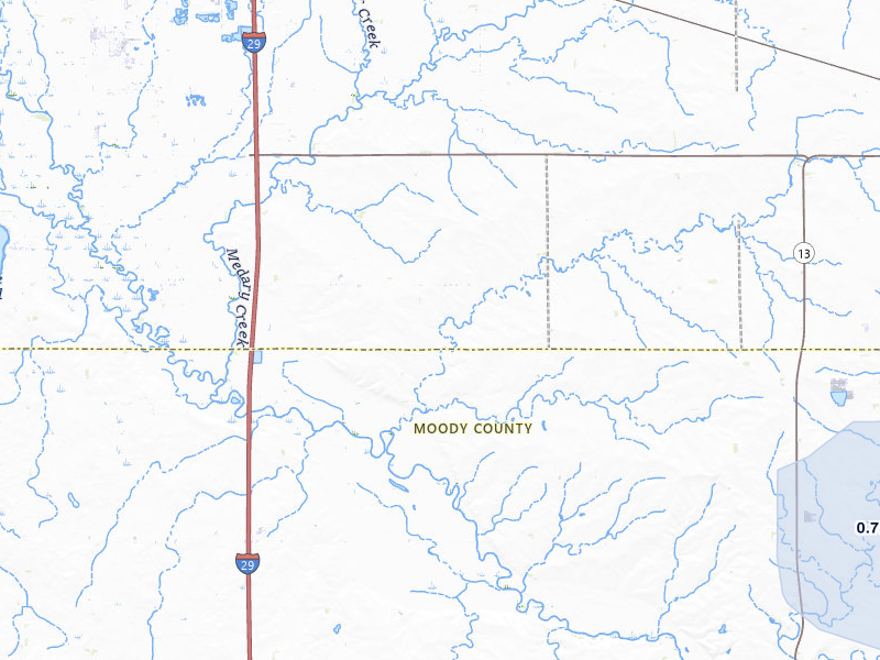 NEXRAD radar-signature map of the hail storm over Aurora, SD on Jul 25, 2026