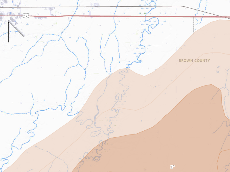 Radar-estimated hail-size map of the storm over Bath, SD on Jun 29, 2026
