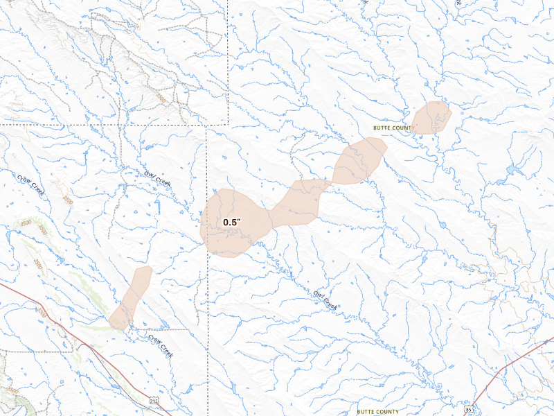 Radar-estimated hail-size map of the storm over Belle Fourche, SD