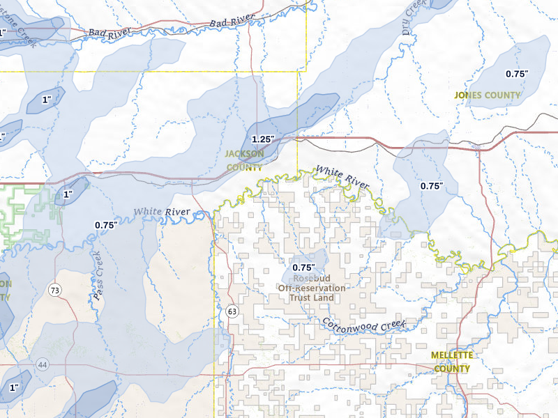 NEXRAD radar-signature map of the hail storm over Belvidere, SD on Jun 27, 2026