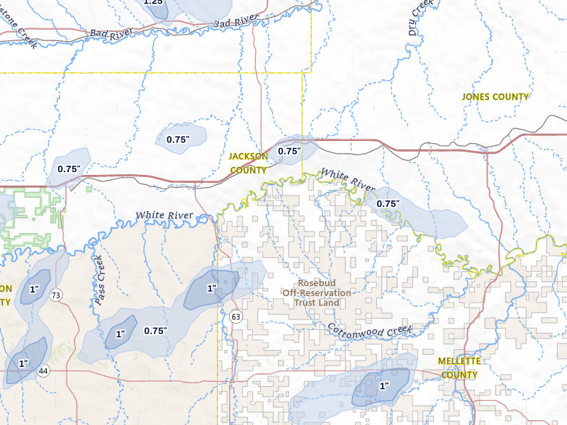 NEXRAD radar-signature map of the hail storm over Belvidere, SD on Jul 29, 2026