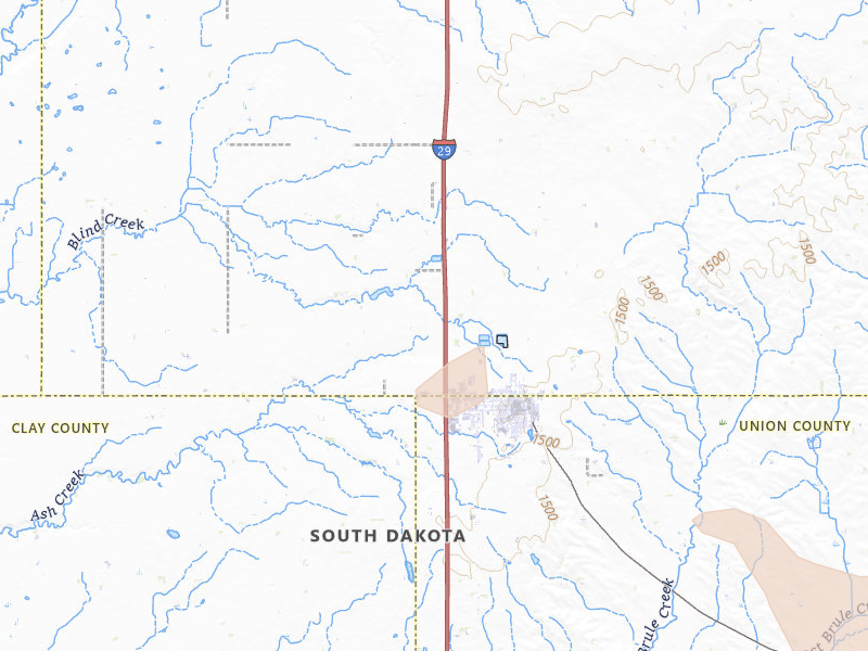 Radar-estimated hail-size map of the storm over Beresford, SD on Aug 3, 2026