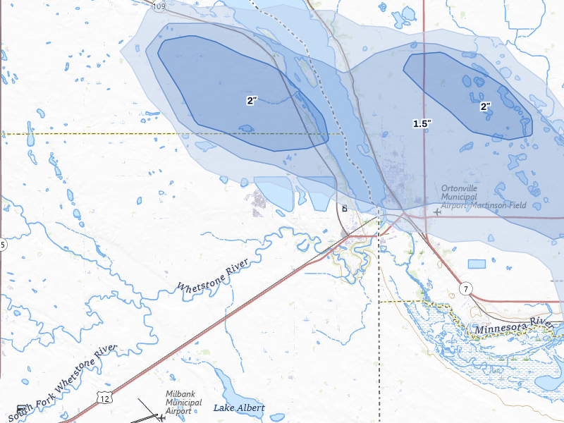 NEXRAD radar-signature map of the hail over Big Stone City, SD