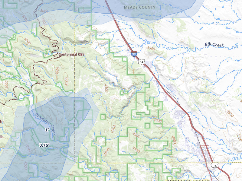 NEXRAD radar-signature map of the hail storm over Black Hawk, SD on Jun 26, 2026