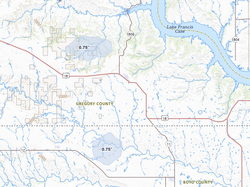 NEXRAD radar-signature map of the hail storm over Bonesteel, SD on Jun 3, 2026