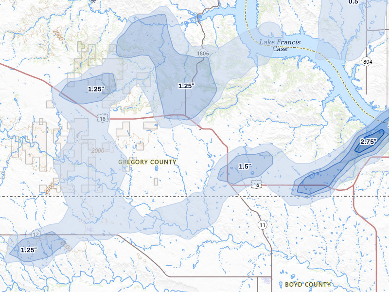 NEXRAD radar-signature map of the hail storm over Bonesteel, SD on Jun 27, 2026