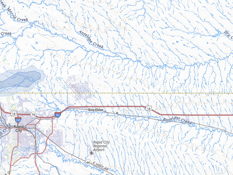 NEXRAD radar-signature map of the hail storm over Box Elder, SD on Jul 1, 2026