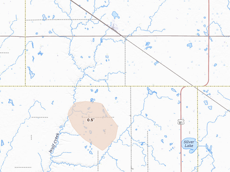 Radar-estimated hail-size map of the storm over Bridgewater, SD