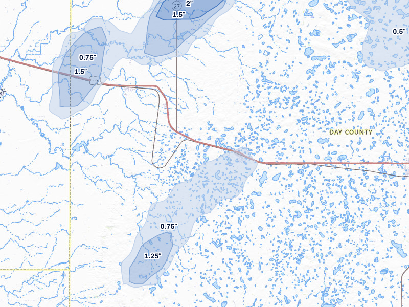 NEXRAD radar-signature map of the hail storm over Bristol, SD on Jun 29, 2026