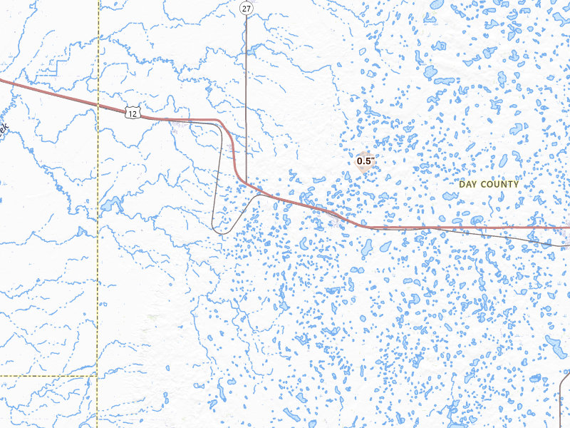 Radar-estimated hail-size map of the storm over Bristol, SD on Jul 2, 2026