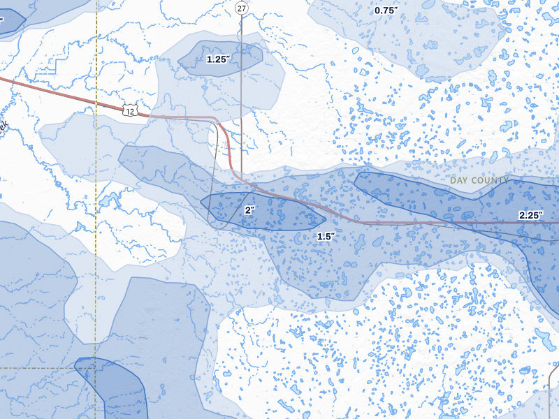NEXRAD radar-signature map of the hail storm over Bristol, SD on Jul 7, 2026