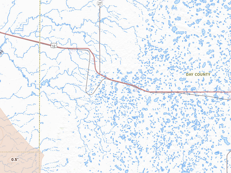 Radar-estimated hail-size map of the storm over Bristol, SD on Jul 24, 2026