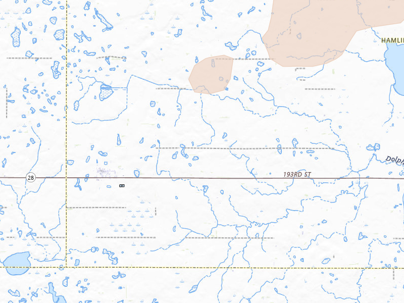 Radar-estimated hail-size map of the storm over Bryant, SD on Jun 3, 2026