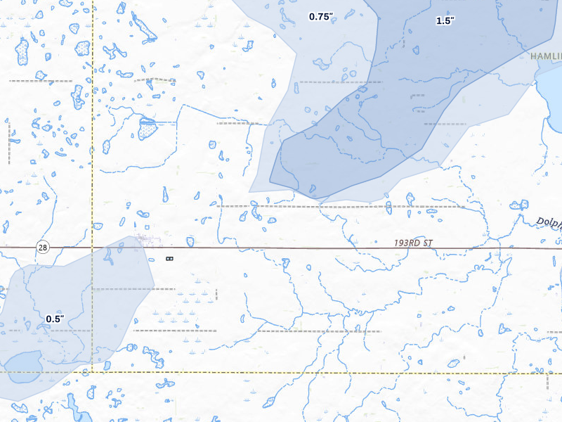 NEXRAD radar-signature map of the hail storm over Bryant, SD on Jun 3, 2026