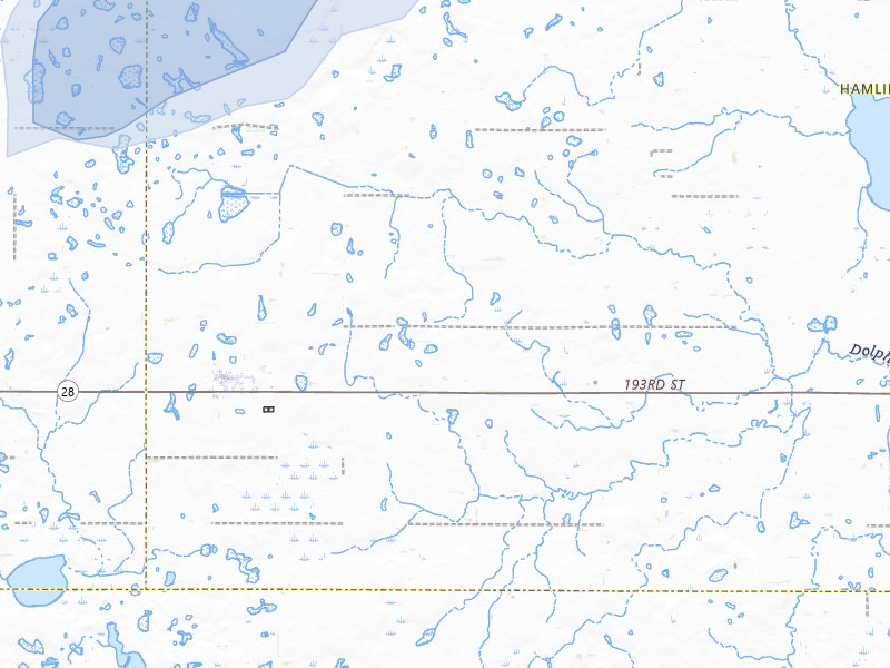 NEXRAD radar-signature map of the hail over Bryant, SD