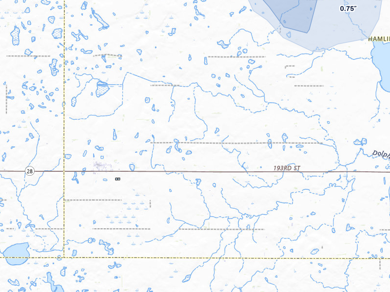 NEXRAD radar-signature map of the hail storm over Bryant, SD on Jul 6, 2026