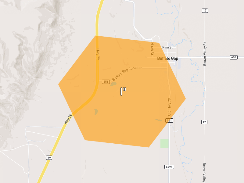 Hail map of Buffalo Gap, SD on Jun 29, 2026, hail up to 1"