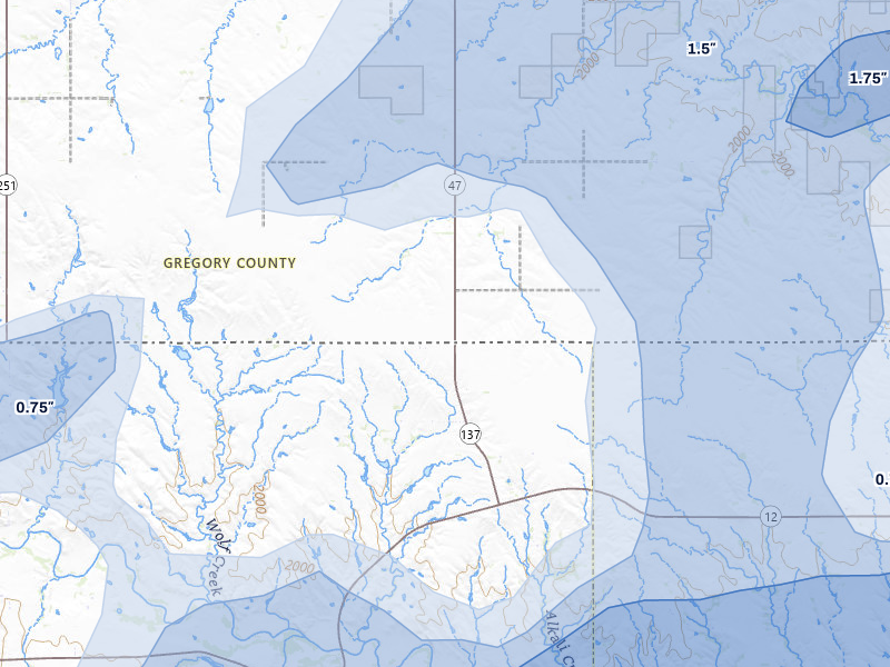 NEXRAD radar-signature map of the hail storm over Burke, SD on Sep 1, 2026