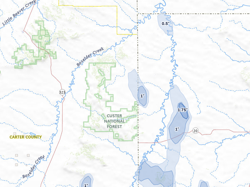 NEXRAD radar-signature map of the hail storm over Camp Crook, SD on May 30, 2026