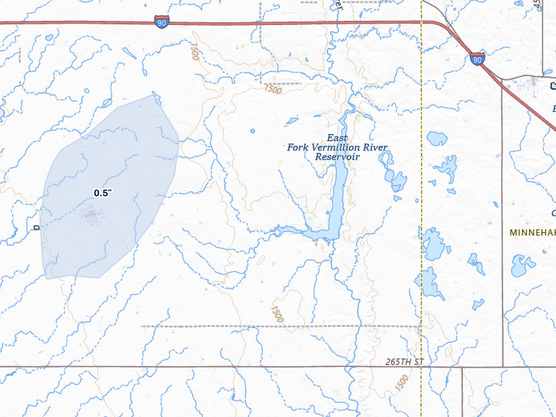 NEXRAD radar-signature map of the hail storm over Canistota, SD on Jun 27, 2026