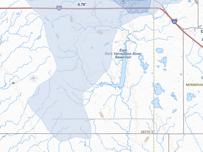 NEXRAD radar-signature map of the hail storm over Canistota, SD on Jul 25, 2026