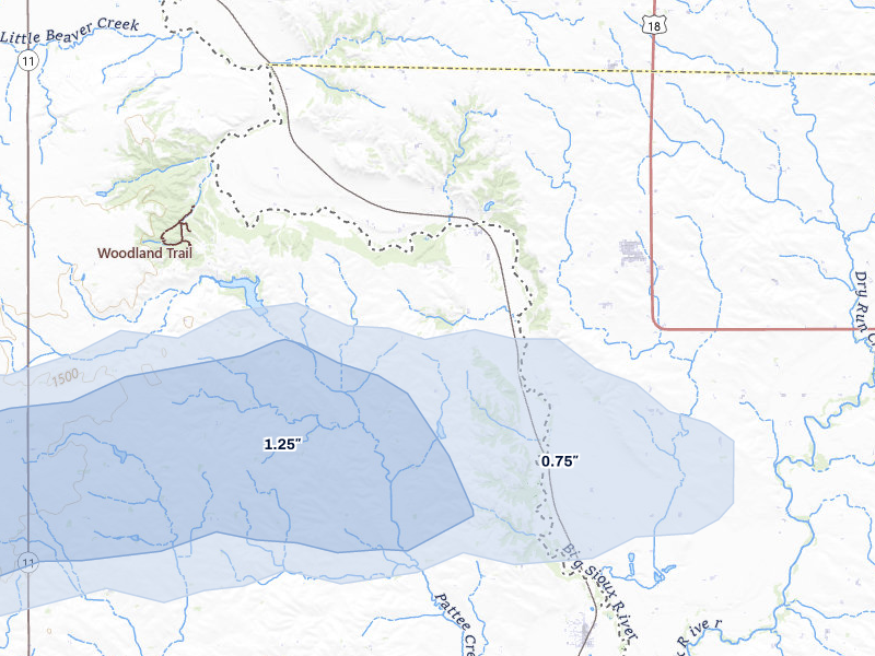 NEXRAD radar-signature map of the hail storm over Canton, SD on May 31, 2026