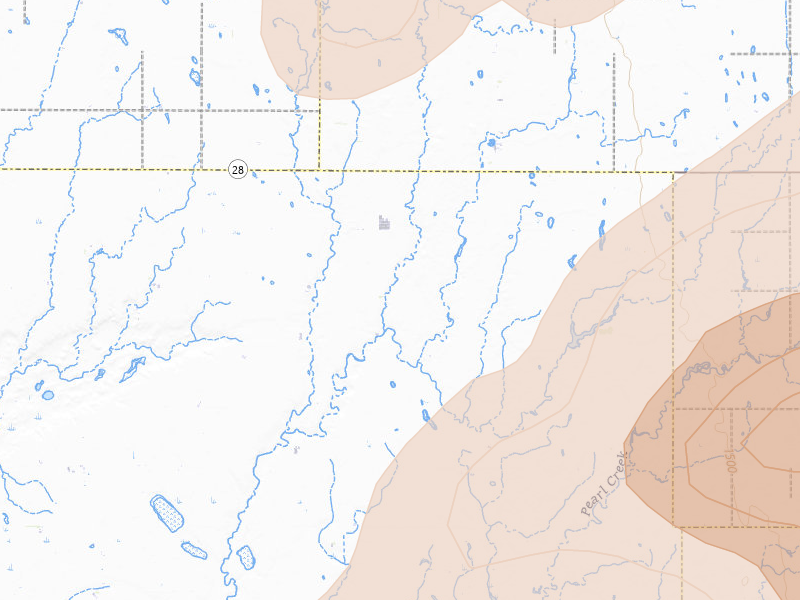 Radar-estimated hail-size map of the storm over Carpenter, SD on Jul 2, 2026