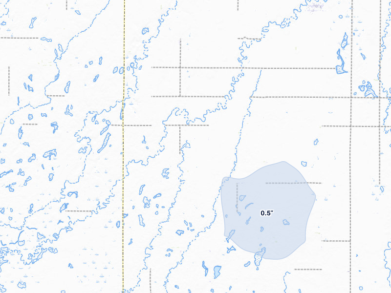 NEXRAD radar-signature map of the hail over Carthage, SD