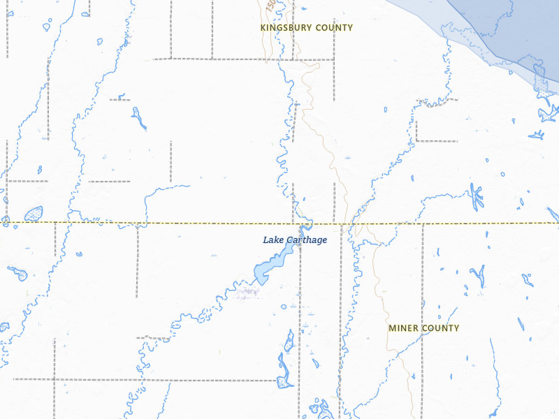 NEXRAD radar-signature map of the hail storm over Carthage, SD on Aug 6, 2026