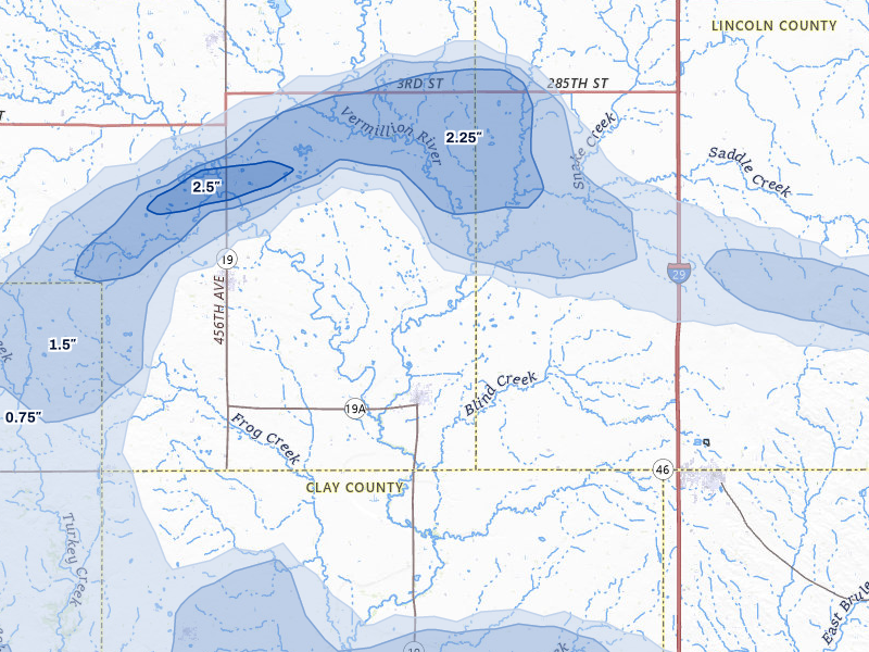NEXRAD radar-signature map of the hail storm over Centerville, SD on May 31, 2026