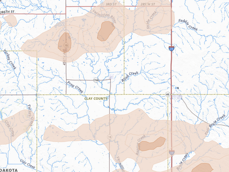 Radar-estimated hail-size map of the storm over Centerville, SD