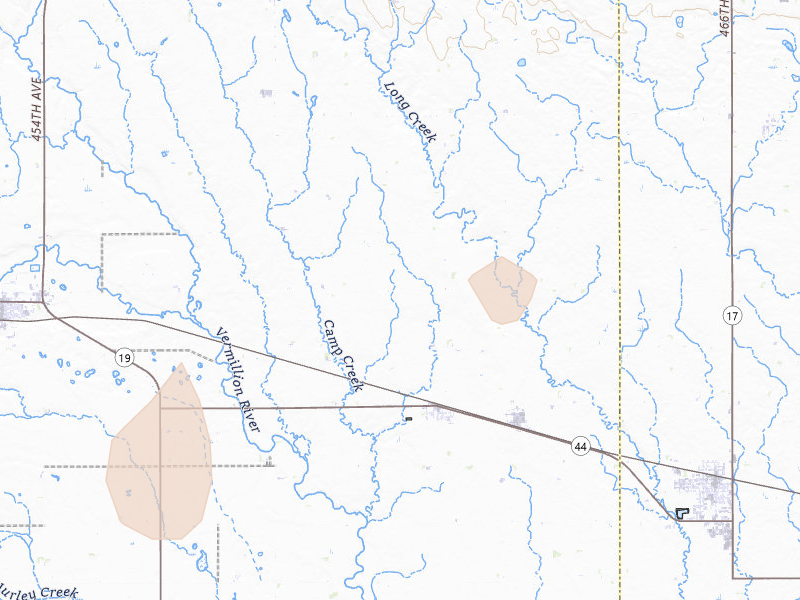Radar-estimated hail-size map of the storm over Chancellor, SD on Jun 30, 2026
