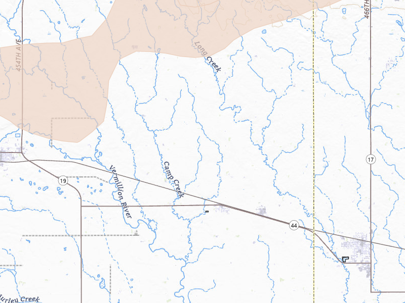 Radar-estimated hail-size map of the storm over Chancellor, SD on Jul 25, 2026