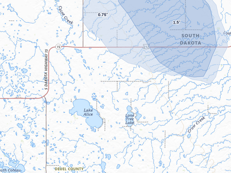 NEXRAD radar-signature map of the hail storm over Clear Lake, SD on Jul 10, 2026