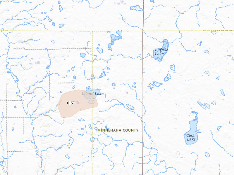 Radar-estimated hail-size map of the storm over Colton, SD on Jun 30, 2026
