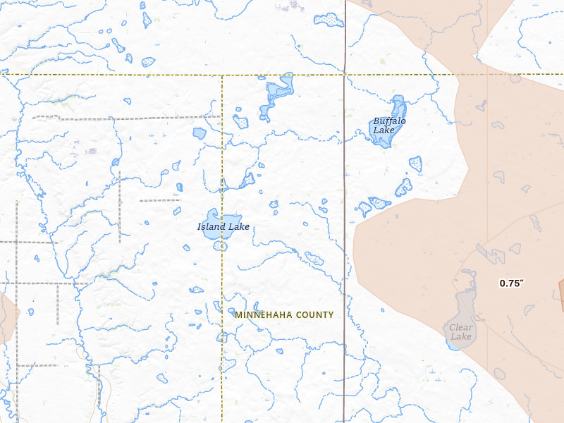 Radar-estimated hail-size map of the storm over Colton, SD on Jul 25, 2026
