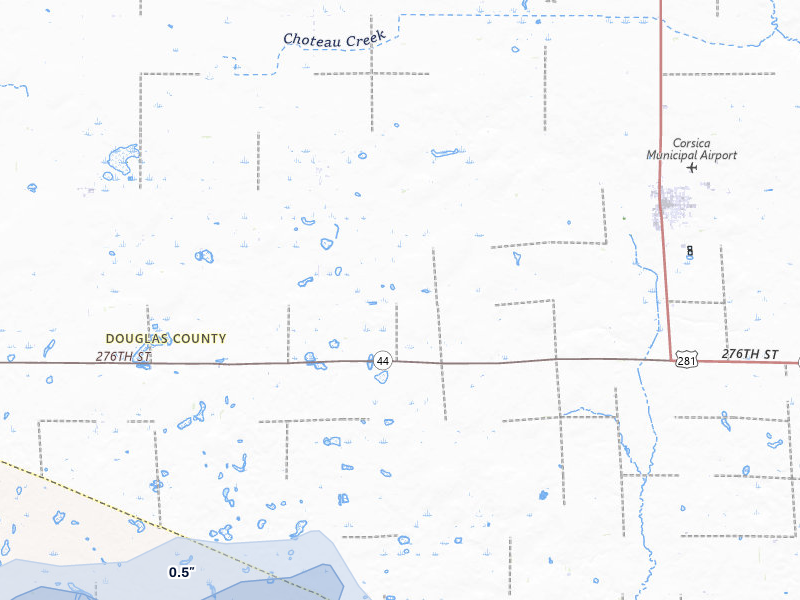 NEXRAD radar-signature map of the hail storm over Corsica, SD on Jun 27, 2026