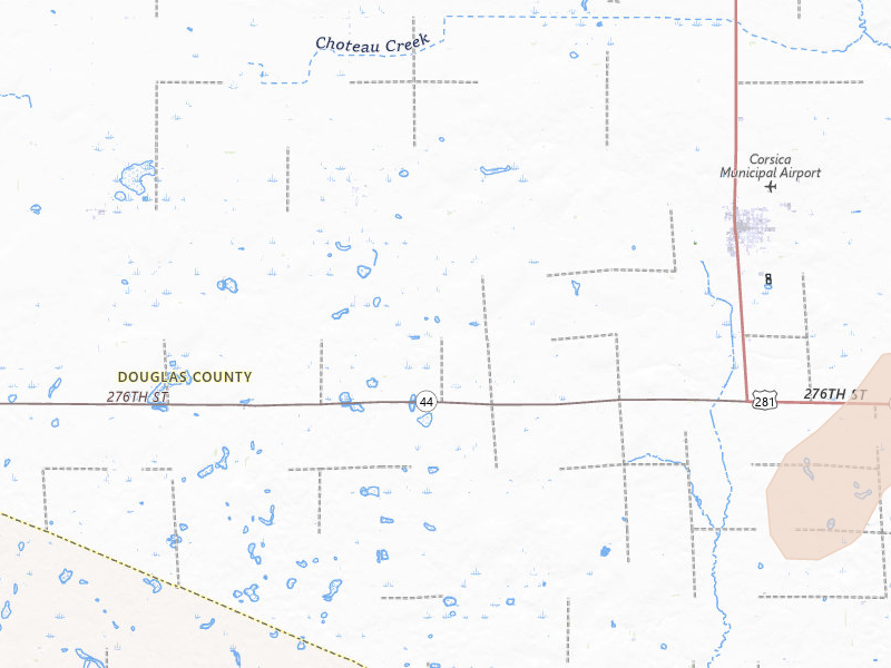 Radar-estimated hail-size map of the storm over Corsica, SD on Jul 2, 2026