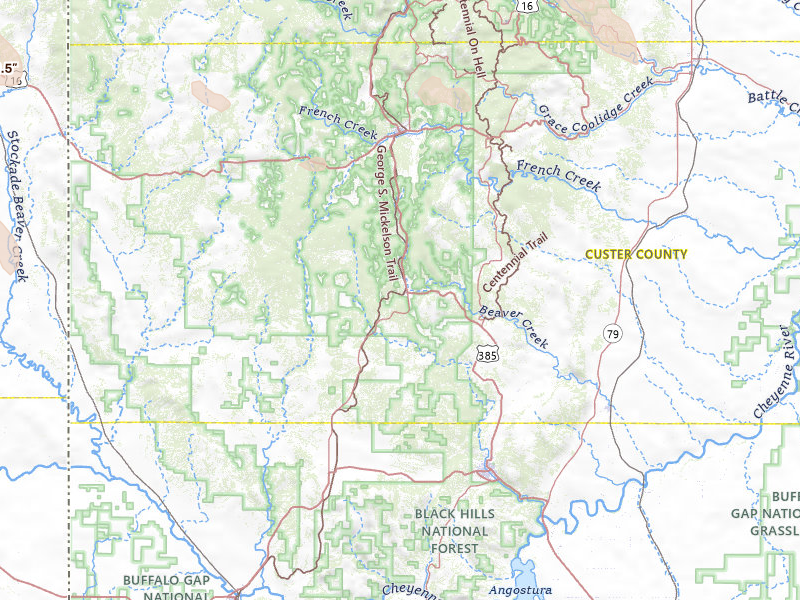 Radar-estimated hail-size map of the storm over Custer, SD on Jul 8, 2026