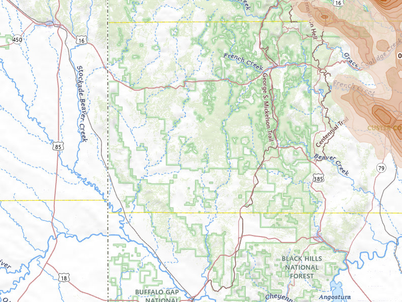 Radar-estimated hail-size map of the storm over Custer, SD on Aug 11, 2026