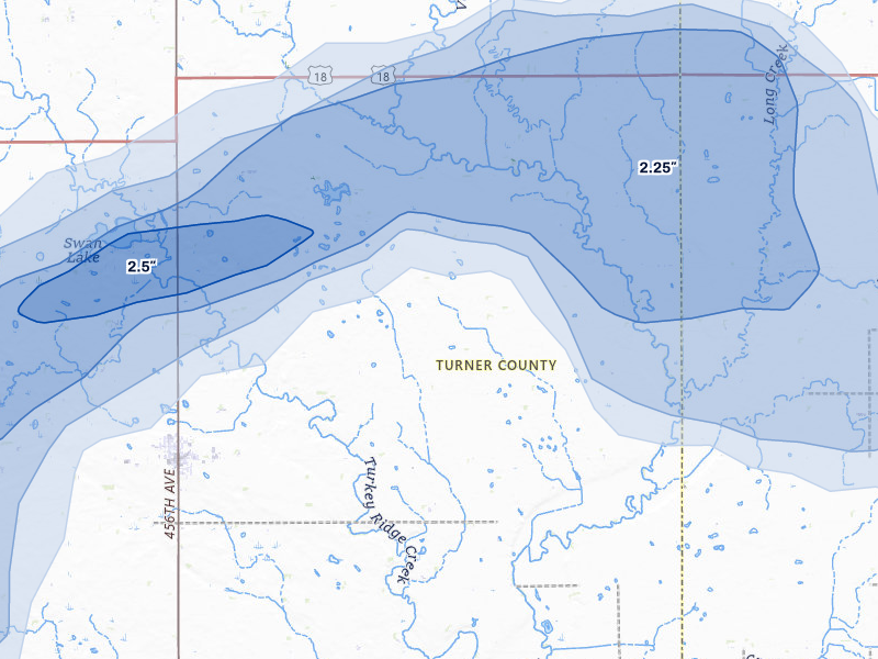 NEXRAD radar-signature map of the hail storm over Davis, SD on May 31, 2026