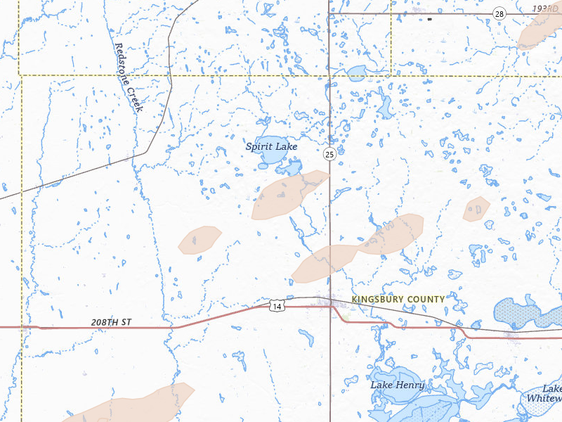 Radar-estimated hail-size map of the storm over De Smet, SD on Aug 3, 2026