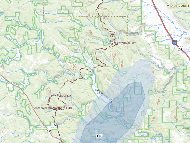 NEXRAD radar-signature map of the hail storm over Deadwood, SD on May 30, 2026