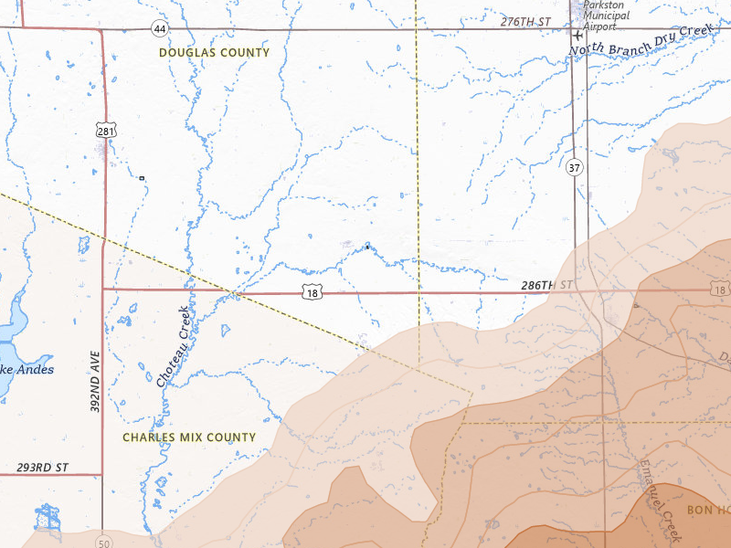Radar-estimated hail-size map of the storm over Delmont, SD on May 17, 2026