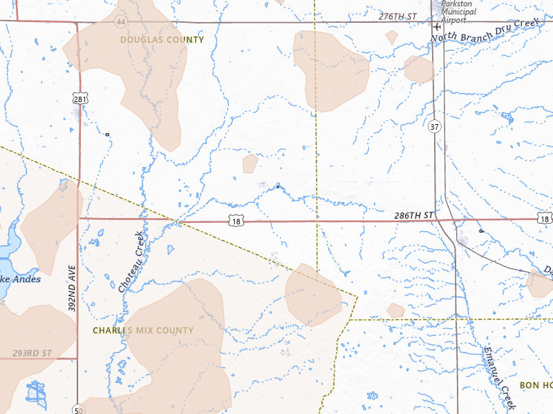 Radar-estimated hail-size map of the storm over Delmont, SD on Jun 30, 2026
